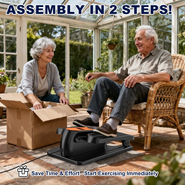 Elliptisk Stepper, Holdbar stålramme, 24 x 16 x 10 tommer, Egnet til hjemme- og kontorbrug, Justerbare modstandsniveauer