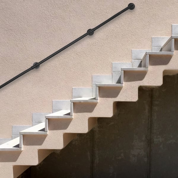 8FT Räcke, Modern Design, Hållbart Galvaniserat Järn,svart