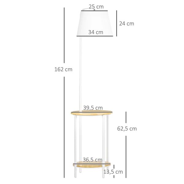 Golvslampa, Integrerade Bord, E27 Sockel,Vit