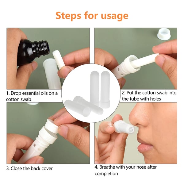 Inhalator Stift, Bærbar Design, Genanvendeligt Aromaterapi Værktøj,HVID
