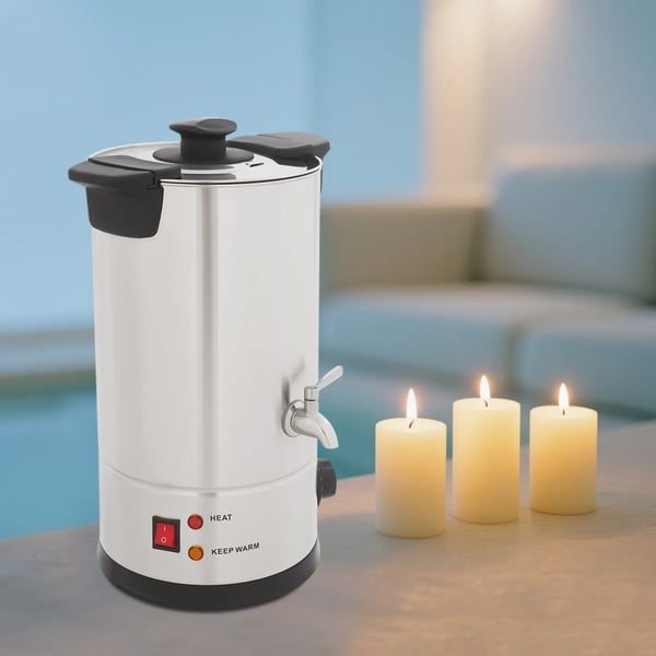 Stearinlys smeltet potte, 10L kapacitet, 1800W effekt, 30-110°C temperatur, ledningsdrevet, beskyttelse mod tørforbrænding