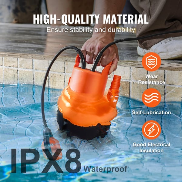 Utility Pumpe, 1585 GPH Flow Rate, 23 ft Max Højde,320W 1585 GPH