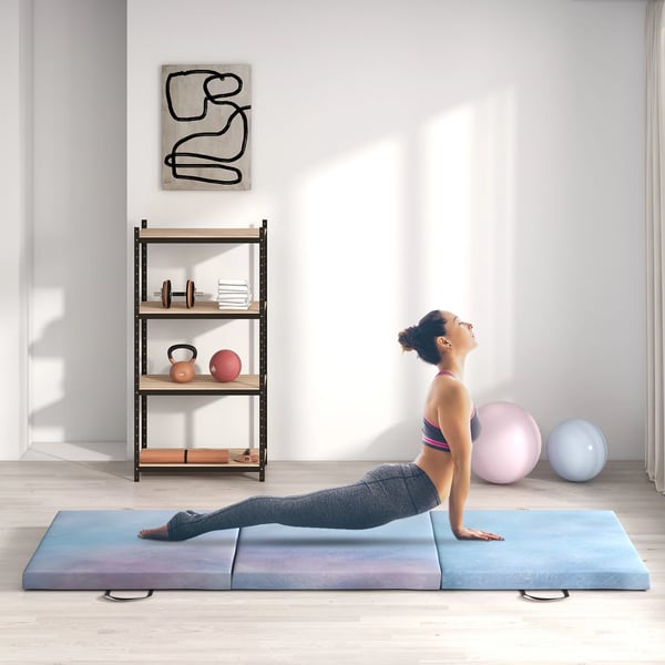 Gymnastikmatta, Tjock Dämpning, Bärbar Design,Blå
