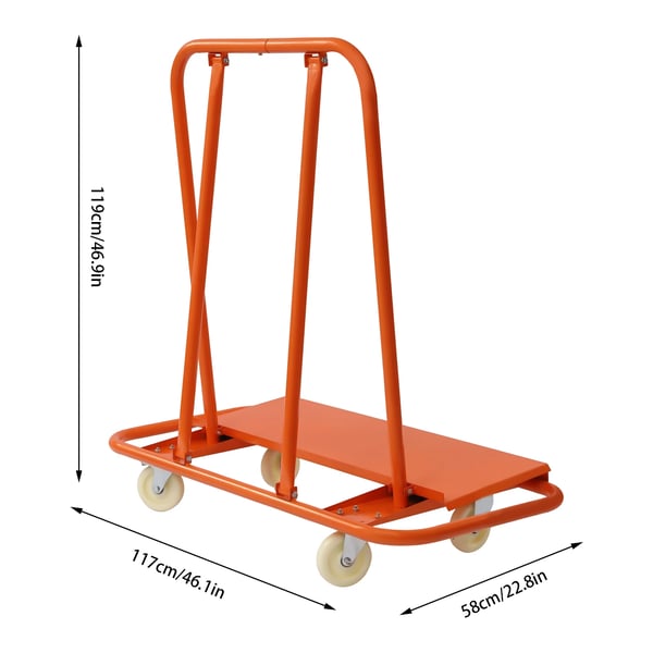 Gipspladevogn, Robust Design, 1000 kg Belastningsevne,Appelsin