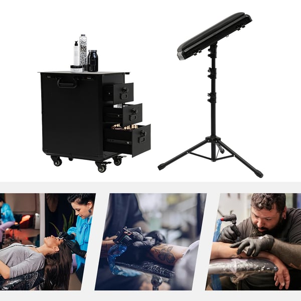 Tattoo Trolley Case, Bærbar Opbevaringsløsning, Nem Mobilitet,sort