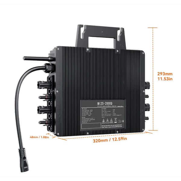 2000W Mikro Solomformer, Maksimal AC-udgang 2500W, Ingress Beskyttelse IP67, Wi-Fi Forbindelse,2000W inverter, AC 230V, DC 22-50V