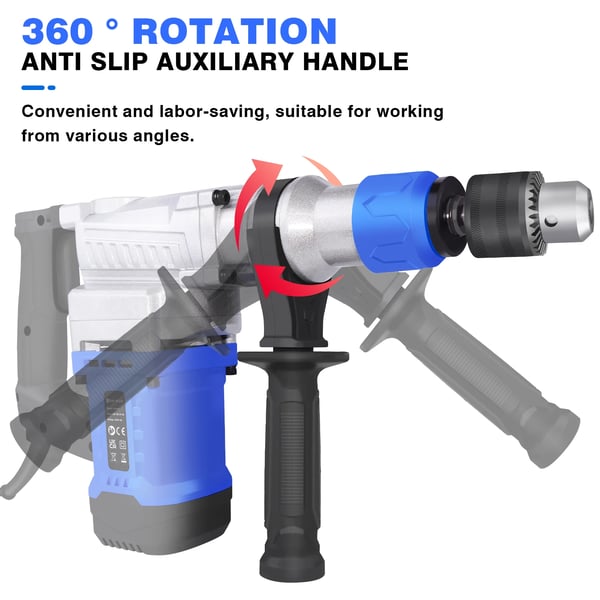 1500W Rotationshammer, 6 Justerbare Hastigheder, 4 Funktioner, SDS Plus Chuck