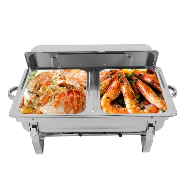 Chafing Dish -ruoanlämmittäjä, suuri 7,5 litran kapasiteetti, kestävä ruostumaton teräs,Hopea