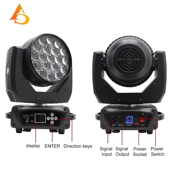 Bevægelseshovedlys, RGBW LED, DMX Kontrol,EU Stik, RGBW