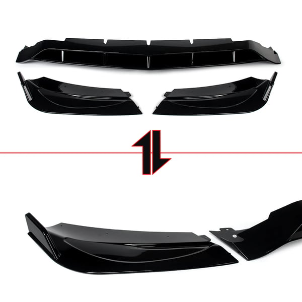 Front Splitter Lip, Højkvalitets ABS-plastik, 2,4 tommer højde x 5,5 tommer bredde x 60 tommer længde, Kompatibel med Mercedes Benz C Class W206 S206