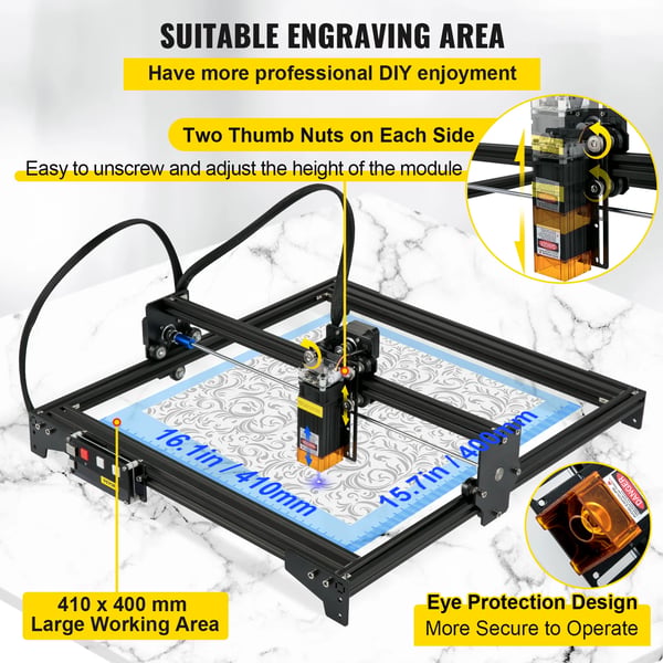 Lasergraver, 5,5W effekt, 410 x 400 mm graveringsoverflade
