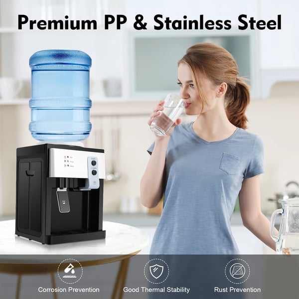 Vandkøler Dispenser, Indgangseffekt 575W, Opvarmningskapacitet 500W, Kølekapacitet 75W, Kompatibel med 1,1-4,9 gal Flasker