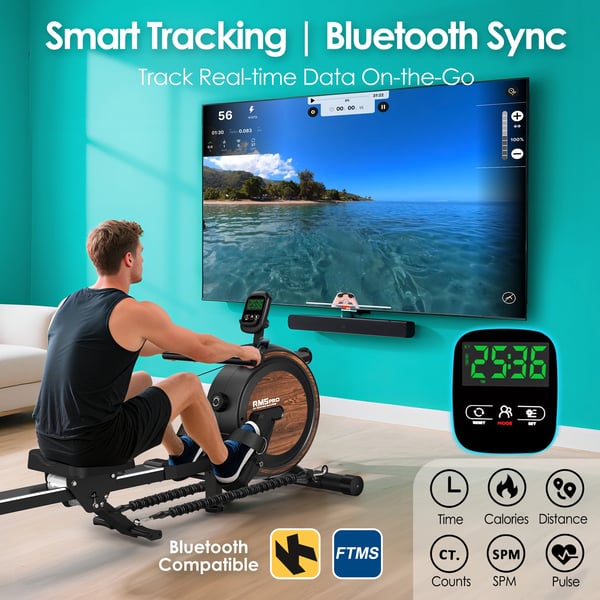 Soutulaitteet, 16 vastustasoa, Bluetooth-yhteys, LCD-näyttö, teräsrunko, taitettava muotoilu