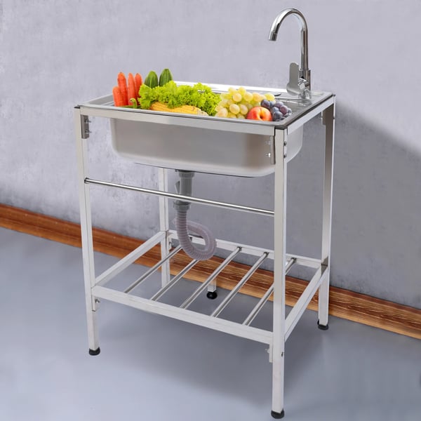 Køkkenvask, V-bøjning VVS, Runde hjørner,Sølv