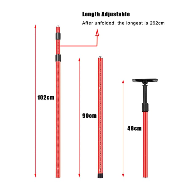 Teleskopisk Stång, 4 Meter Längd, Justerbar Höjd,Guld