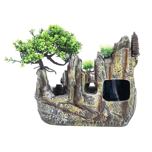 Bordfontæne, 30 x 18 x 26 cm, Resinmateriale, Nedsænkelig Pumpe, Pastoralt Design, Naturlige Elementer
