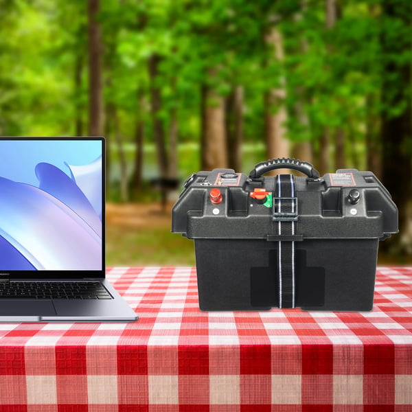 Batteribox, Dubbel USB-portar, Stötsäker design,svart