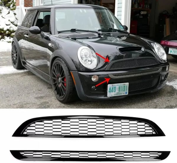 Bilgrill, Kompatibel med MINI COOPER, Honningkage Mesh Design,sort