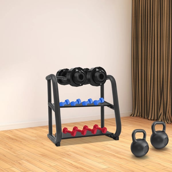 Kettlebell Opbevaringsreol, Holdbart Design, Pladsbesparende Funktioner,sort