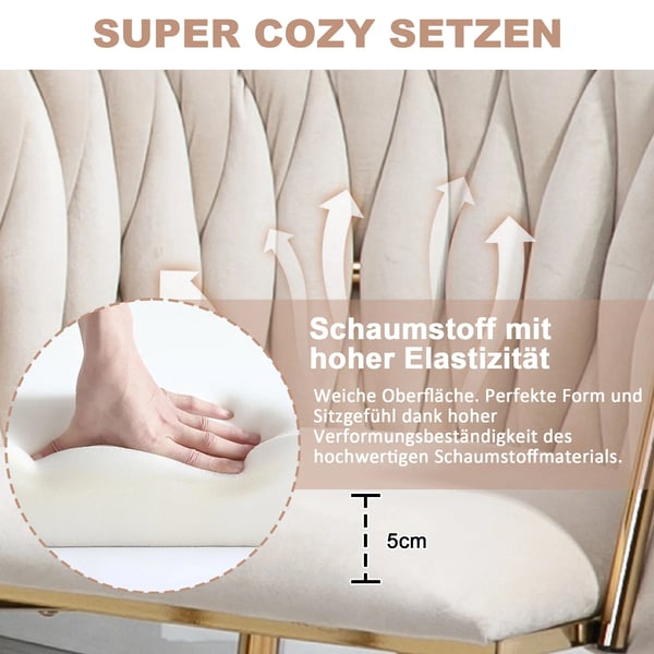 Matstol, Sammetstyg, Elegant Design,Elfenben - Sammet - Skum