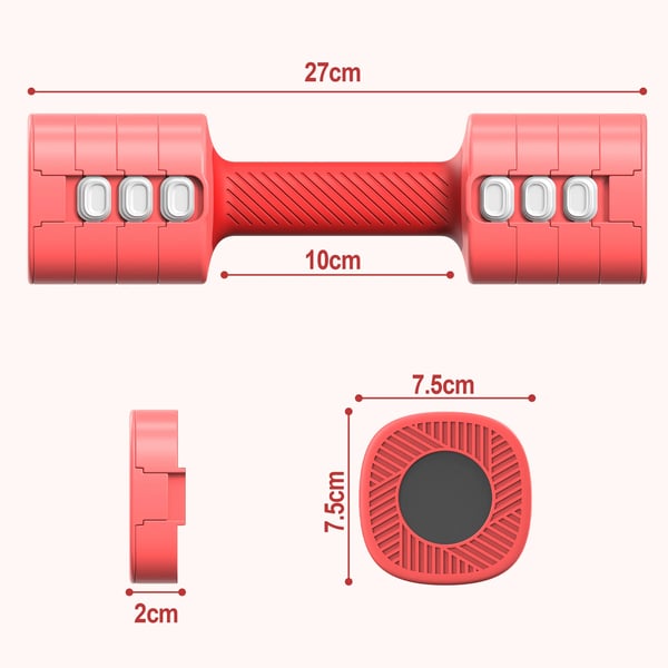Justerbare håndvægte, 1-2,5 kg pr. håndvægt, Pladsbesparende design, Skridsikker greb, Egnet til styrketræning, Justerbar vægtfunktion