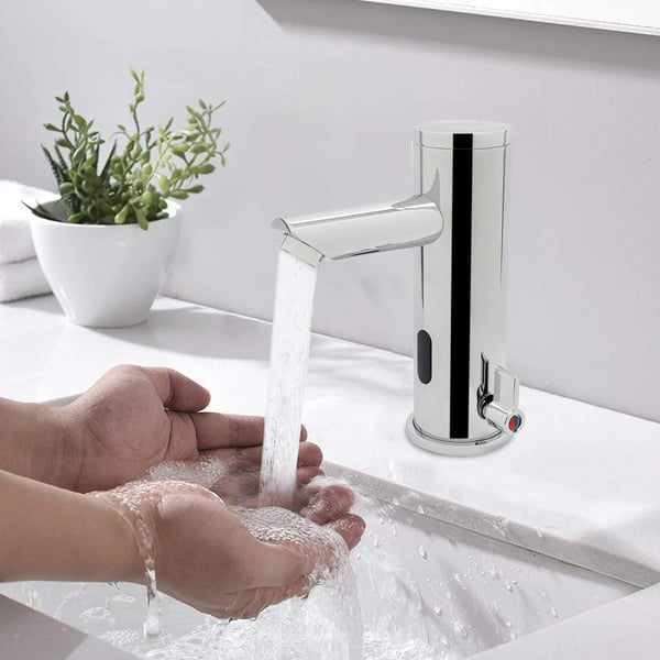 Automatisk infrarød sensorarmatur, justerbar temperatur, moderne design,Sølv