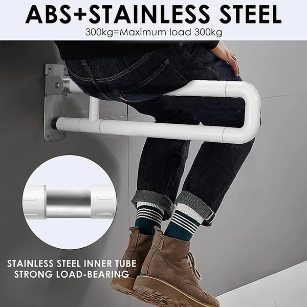 Badeværelse Armstøtte, 60 cm Længde, Belastningskapacitet 300-350 kg, Rustfrit Stål Materiale, Foldbart Design, Skridsikker Overflade