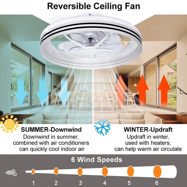 Loftventilator, RGB-lys, Bluetooth-højttaler,7, Smart Fan Lys