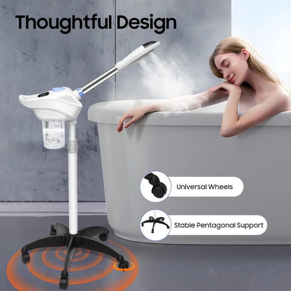 Ansigtsspa, 750W Effekt, 360° Drejelig Dyse,EU Stik-Hvid