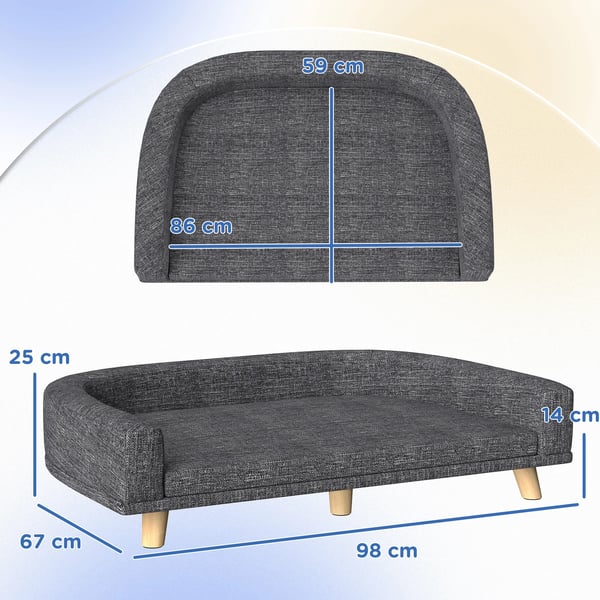Hundesofa, Polstret Design, Vaskbart Pude,Mørk Grå