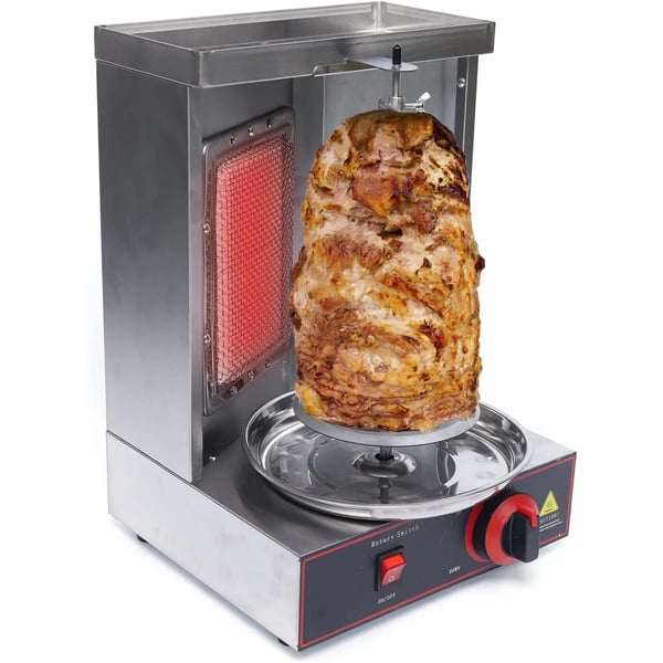 Grillmaskine, 360° roterende, justerbar temperatur,Sølv