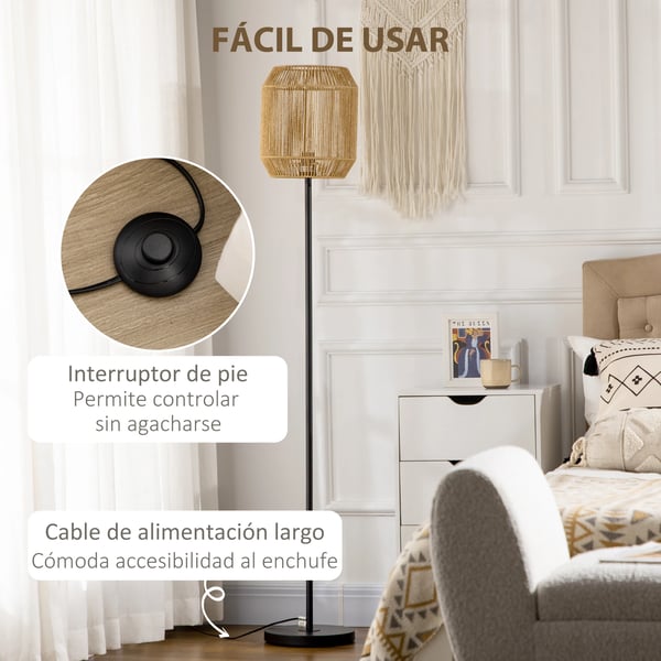 Gulvlampe, Metalramme og Papirreb, Ø26 x 164 cm, Accepterer Halogen- og LED-pærer, AC Strømkilde, Samling Påkrævet