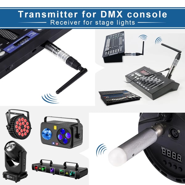 Trådløs DMX512-modtager, 400 meters kommunikationsafstand, 16 timers brugstid,EU-stik 4 STK