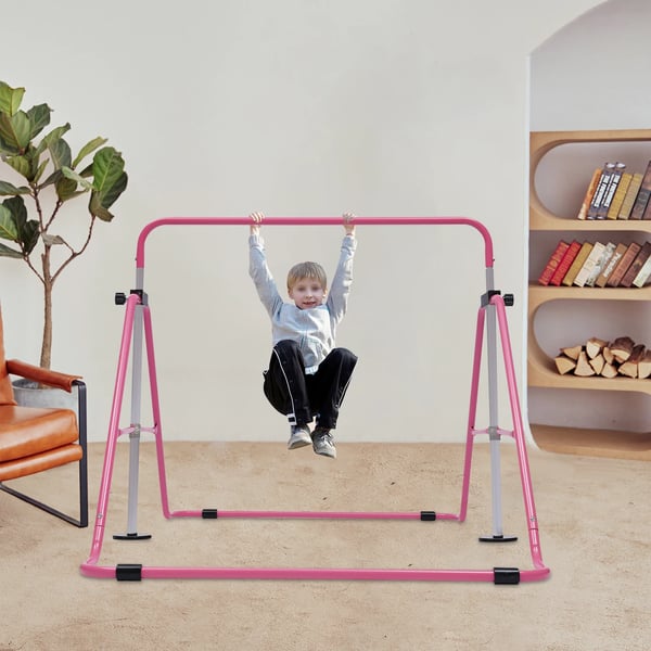 Gymnastikstang, Justerbar Højde, Stabilt Design,Lyserød