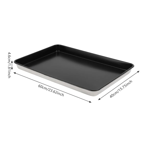 Kageplade, Aluminiumlegering, 60*40*4.6cm, Temperaturmodstand 250℃, Non-Stick Belægning, Sort