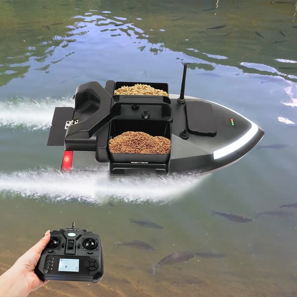 Fiskebåd med agn, GPS-kontrol, 500m rækkevidde,sort