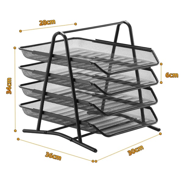 Skrivebordsorganisator, 4-lags design, glatte udtræksbakker,sort