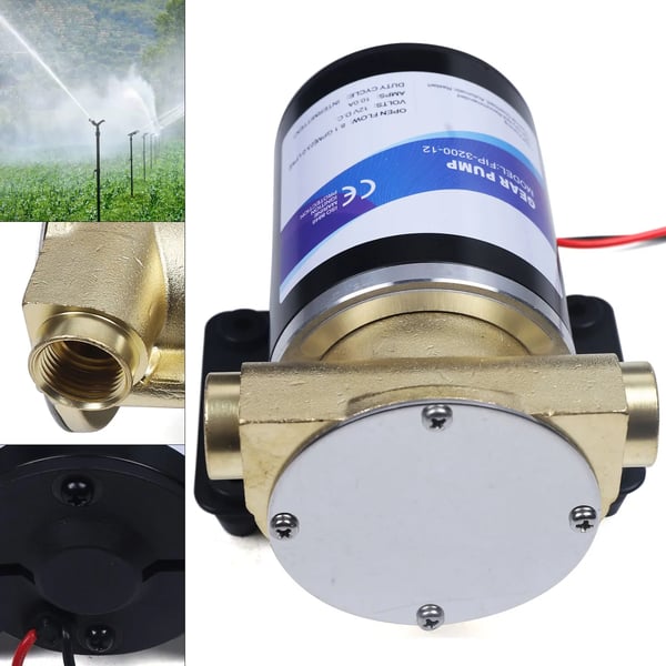 12V Selvprimende Gearpumpe, 120W Effekt, 23L/min Flow Rate,12V, EU