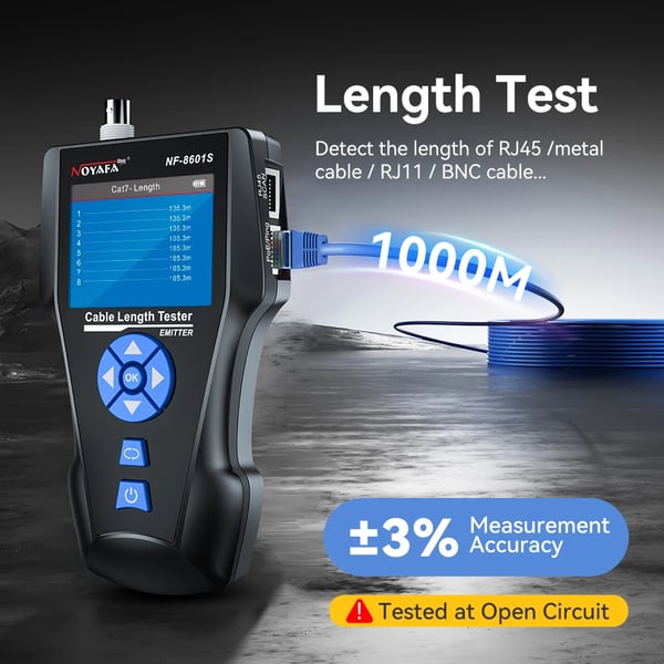 Netværkskabeltester, Kabel længdemåling, PING-test, POE-detektion,NF-8601S
