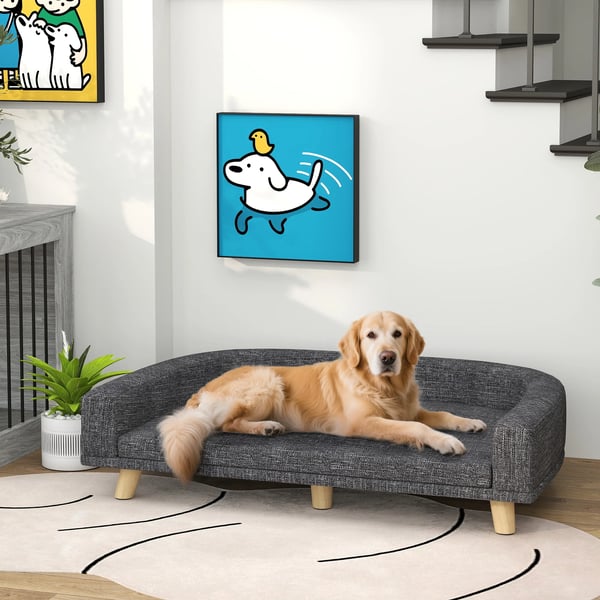 Hundesofa, Polstret Design, Vaskbart Pude,Mørk Grå