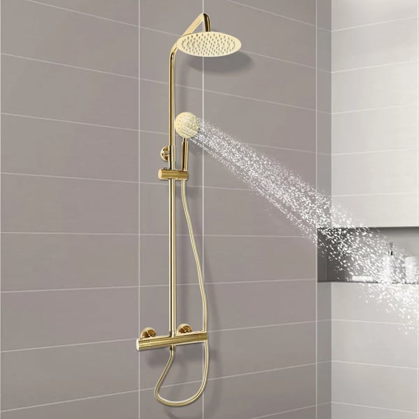 Brusesystem, 360° roterbar spray, justerbar håndbruser,Guld