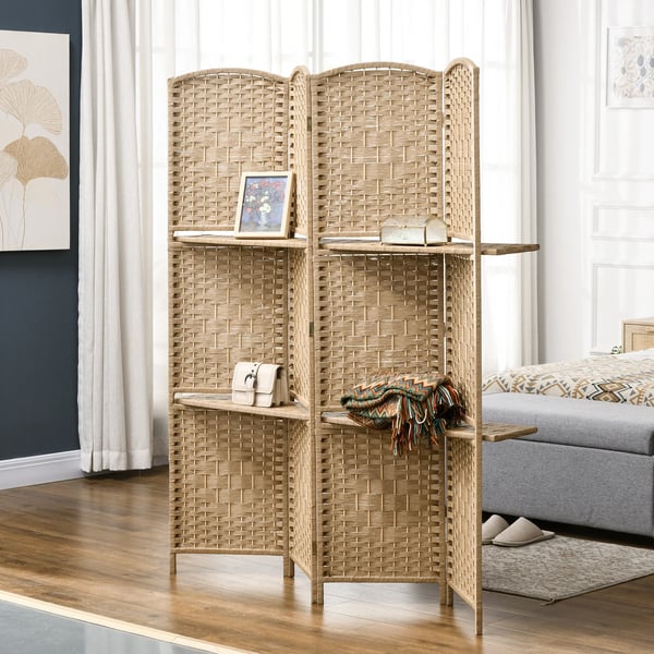 Rumsavdelare, 4-panel design, modern stil,Brun