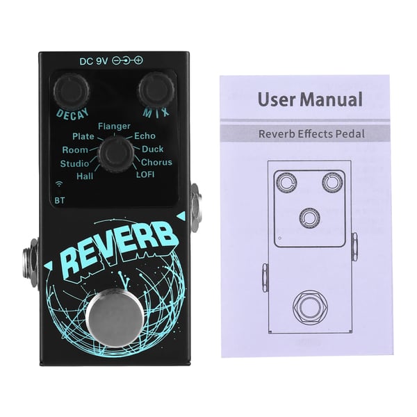 Guitar Effekter Pedal, 9 Reverb Effekter, True Bypass Teknologi,Blå