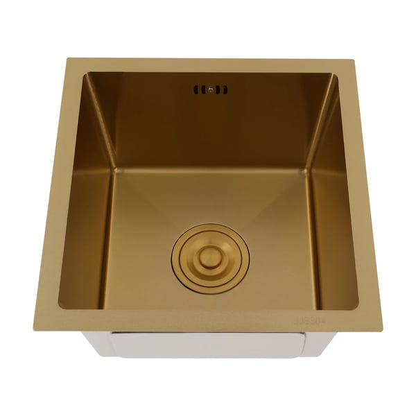 Köksdisk, Rektangulär Form, Enkelskålsdesign,Guld