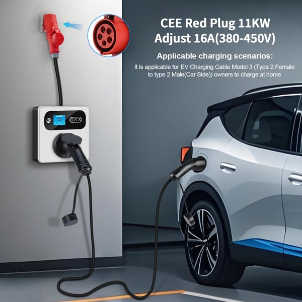 EV-lader, Mobil vægbox, App-kontrollerede funktioner,TYPE2, 11KW