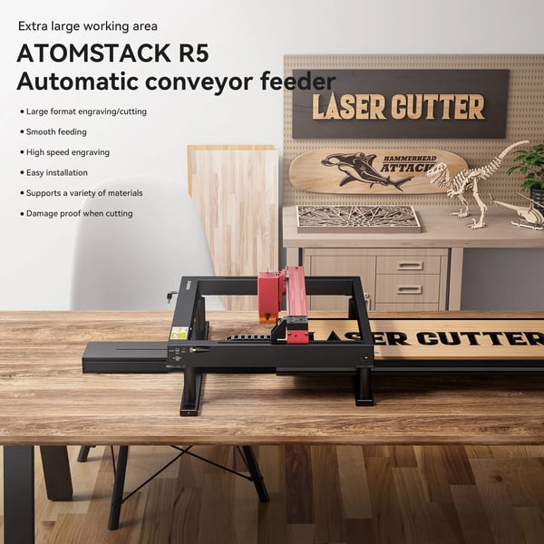 ATOMSTACK R5 Automatisk Transportbånd, Kompatibel med A6 Serien, Multifunktionel Fixture, Gravering Hastighed 24000mm/min