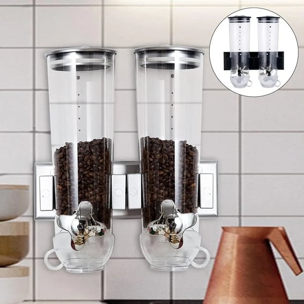 Cereal Dispenser, Vægmonteret Design, Lufttætningsmekanisme,Sølv