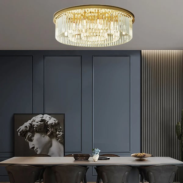 Loftlampe, Elegant Krystal Design, Alsidig til Ethvert Rum,Beige, Neutral Lys