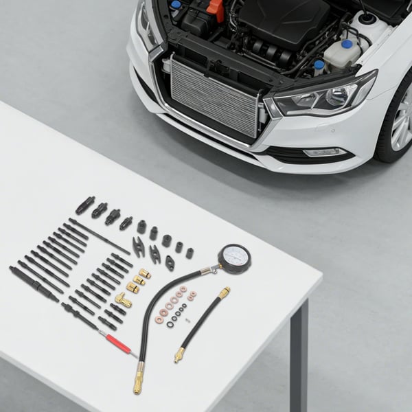 Kompressionstestkit, 40 Bar Trykområde, Motorreparationsværktøj,sort