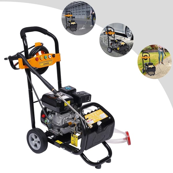 Korkeapainepesuri, Maksimipaine 2465 PSI, Käyttöpaine 2200 PSI, Teho 5500 W, Moottorin koko 420 cc, Moottorityyppi OHV Bensiini